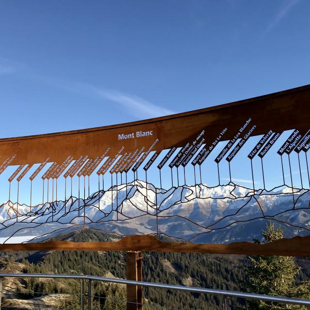 Tableau panoramique d'orientation au sommet de la Tête du Torraz à La Giettaz en Aravis