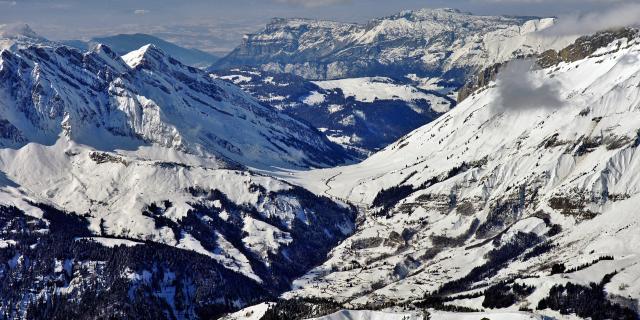 Vue aérienne sur la Giettaz et le Col des Aravis